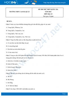 Bộ 5 Đề thi thử THPT QG môn Địa Lí năm 2021 Trường THPT Cao Bá Quát