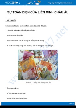 Chuyên đề Sự toàn diện của Liên minh Châu Âu môn Địa Lý 7 năm 2021