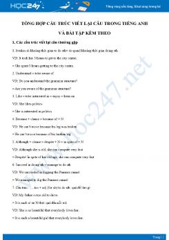 Tổng hợp cấu trúc viết lại câu trong Tiếng Anh và bài tập kèm theo