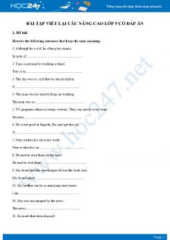 Bài tập viết lại câu nâng cao lớp 9 có đáp án