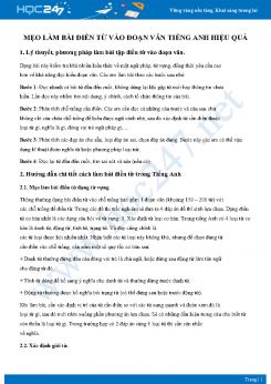 Mẹo làm bài điền từ vào đoạn văn Tiếng Anh hiệu quả