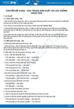 Chuyên đề Cung - cầu trong sản xuất và lưu thông hàng hóa