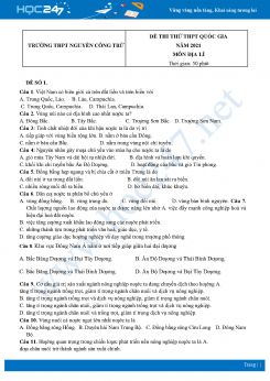Bộ 5 Đề thi thử THPT QG môn Địa Lí năm 2021 Trường THPT Nguyễn Công Trứ