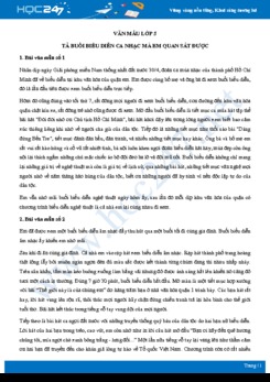 Tả buổi biểu diễn ca nhạc mà em quan sát được - Văn mẫu lớp 5