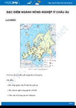 Chuyên đề Đặc điểm ngành Nông nghiệp ở Châu Âu môn Địa Lý 7 năm 2021