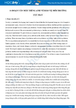 14 đoạn văn mẫu Tiếng Anh về bảo vệ môi trường cực hay
