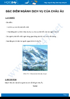 Chuyên đề Đặc điểm ngành Dịch vụ ở Châu Âu môn Địa Lý 7 năm 2021
