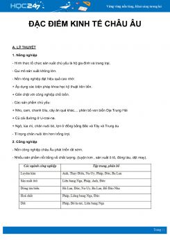 Chuyên đề Đặc điểm nền Kinh tế của Châu Âu môn Địa Lý 7 năm 2021