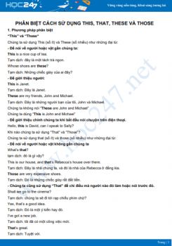 Phân biệt cách sử dụng This, That, These và Those