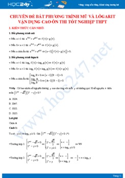 Chuyên đề bất phương trình mũ và lôragit vận dụng cao ôn thi tốt nghiệp THPT
