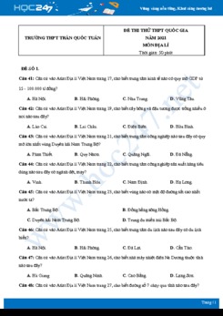 Bộ 5 Đề thi thử THPT QG môn Địa Lí năm 2021 Trường THPT Trần Quốc Tuấn lần 2
