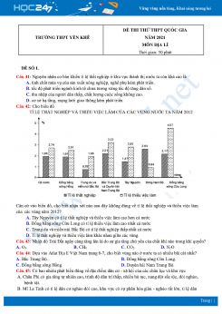 Bộ 5 Đề thi thử THPT QG môn Địa Lí năm 2021 Trường THPT Yên Khê