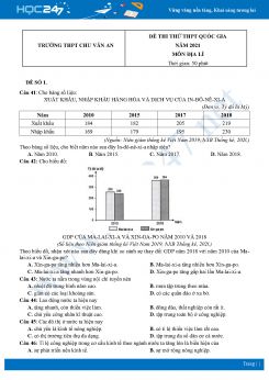 Bộ 5 Đề thi thử THPT QG môn Địa Lí năm 2021 Trường THPT Chu Văn An lần 2
