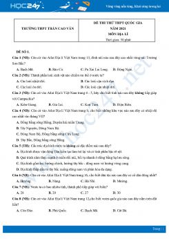 Bộ 4 Đề thi thử THPT QG môn Địa Lí năm 2021 Trường THPT Trần Cao Vân
