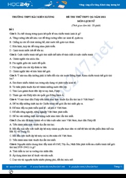 Bộ 5 đề thi thử THPT QG năm 2021 môn Lịch Sử có đáp án Trường THPT Bắc Kiến Xương