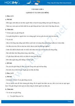 Lập dàn ý tả con gấu bông - Văn mẫu lớp 4