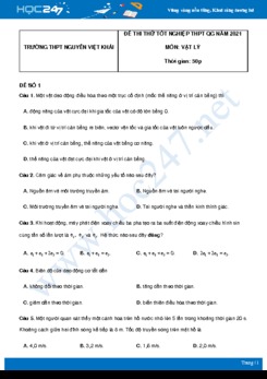 Bộ 5 đề thi thử THPT QG năm 2021 môn Vật Lý có đáp án Trường THPT Nguyễn Việt Khái
