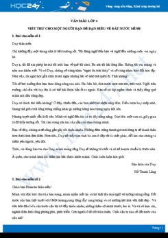 Viết thư cho một người bạn để bạn hiểu về đất nước mình - Văn mẫu lớp 4
