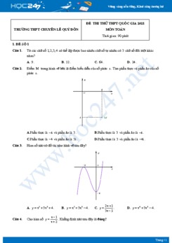 Bộ 4 đề thi thử THPT QG năm 2021 môn Toán lần 2 - Trường THPT Chuyên Lê Quý Đôn