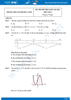 Bộ 4 đề thi thử THPT QG năm 2021 môn Toán lần 2 - Trường THPT Nguyễn Đức Cảnh