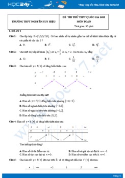 Bộ 4 đề thi thử THPT QG năm 2021 môn Toán lần 2 - Trường THPT Nguyễn Huy Hiệu