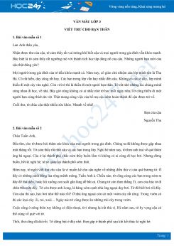 Viết thư cho bạn thân - Văn mẫu lớp 3