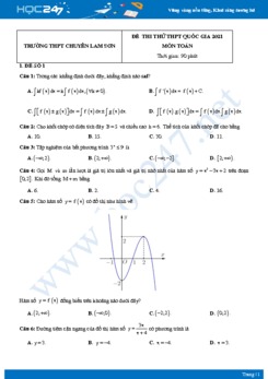 Bộ 4 đề thi thử THPT QG năm 2021 môn Toán lần 2 - Trường THPT Chuyên Lam Sơn