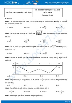 Bộ 4 đề thi thử THPT QG năm 2021 môn Toán lần 2 - Trường THPT Chuyên Thái Bình