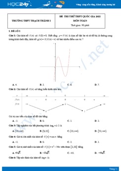 Bộ 4 đề thi thử THPT QG năm 2021 môn Toán lần 2 - Trường THPT Thạch Thành 1