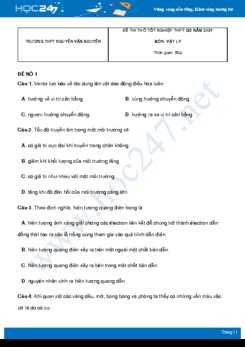 Bộ 5 đề thi thử THPT QG năm 2021 môn Vật Lý có đáp án Trường THPT Nguyễn Văn Nguyễn