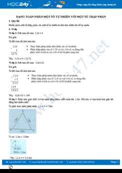 Dạng toán Nhân một số tự nhiên với một số thập phân tiểu học
