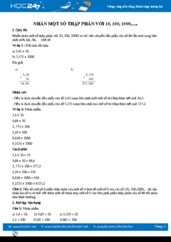 Hướng dẫn giải toán cấp tiểu học dạng toán Nhân một số thập phân với 10, 100, 1000,....