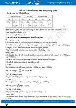 Dạng toán viết các số đo khối lượng dưới dạng số thập phân