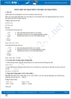 Dạng toán Nhân một số thập phân với một số thập phân Toán lớp 5