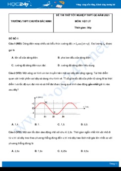 Bộ 5 đề thi thử THPT QG năm 2021 môn Vật Lý có đáp án Trường THPT chuyên Bắc Ninh - Lần 2