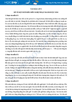 Kể về một buổi biểu diễn nghệ thuật mà em được xem - Văn mẫu lớp 3