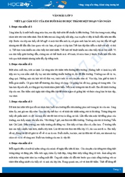 Viết lại cảm xúc của em buổi đầu đi học thành một đoạn văn ngắn - Văn mẫu lớp 3