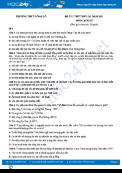 Bộ 5 đề thi thử THPT QG năm 2021 môn Lịch Sử có đáp án Trường THPT Đông Đô