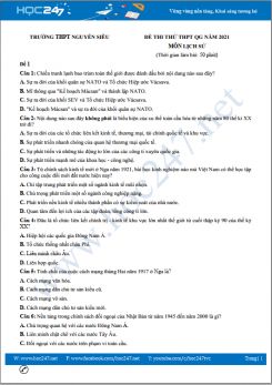 Bộ 5 đề thi thử THPT QG năm 2021 môn Lịch Sử có đáp án Trường THPT Nguyễn Siêu
