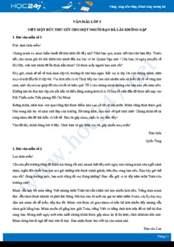 Viết một bức thư gửi cho một người bạn mà em đã mất liên lạc từ lâu - Văn mẫu lớp 3
