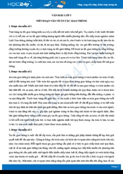 Viết đoạn văn về ùn tắc giao thông - Văn mẫu lớp 5