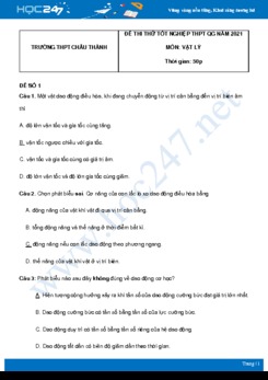 Bộ 5 đề thi thử THPT QG năm 2021 môn Vật Lý có đáp án Trường THPT Châu Thành