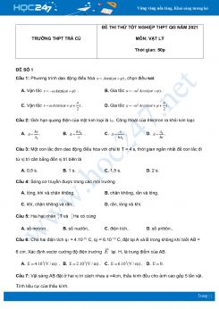 Bộ 5 đề thi thử THPT QG năm 2021 môn Vật Lý có đáp án Trường THPT Trà Cú