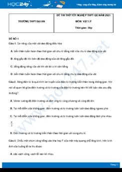 Bộ 5 đề thi thử THPT QG năm 2021 môn Vật Lý có đáp án Trường THPT Đại An