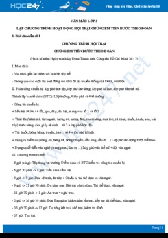 Lập chương trình hoạt động hội trại chúng em tiến bước theo Đoàn - Văn mẫu lớp 5