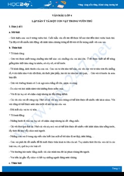 Lập dàn ý tả một con vật trong vườn thú - Văn mẫu lớp 4
