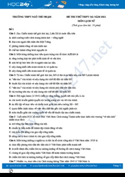 Bộ 5 đề thi thử THPT QG năm 2021 môn Lịch Sử có đáp án Trường THPT Ngô Thì Nhậm