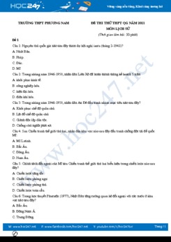 Bộ 5 đề thi thử THPT QG năm 2021 môn Lịch Sử có đáp án Trường THPT Phương Nam