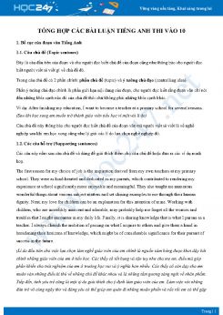 Tổng hợp các bài luận Tiếng Anh thi vào 10