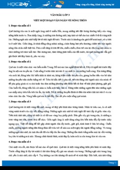 Viết một đoạn văn ngắn về nông thôn - Văn mẫu lớp 3